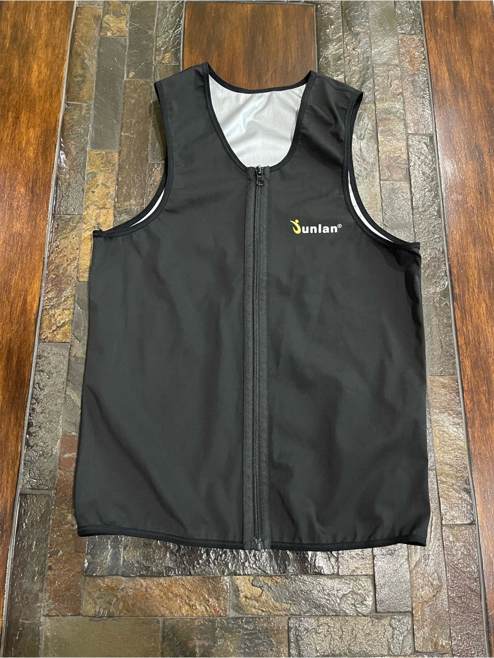 Junlan Men’s Black Hot Sauna Waist Trainer Vest with Front Zip